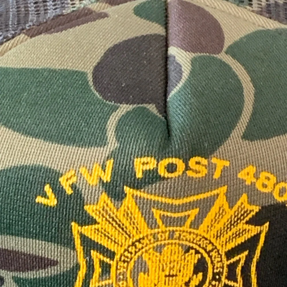 Vintage VFW Post 4801 Pinedale Wyoming Snapback Trucker Hat Baseball Camo USA